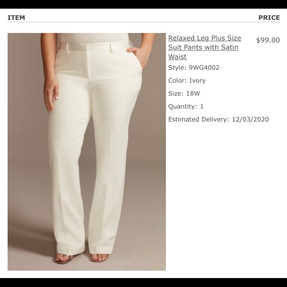 David's Bridal Plus Size Suit Pants